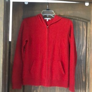 Neiman Marcus Red cashmere zip up hoodie